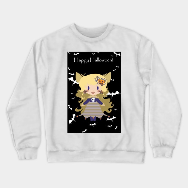 "Happy Halloween" Cute Blonde Halloween Lady Crewneck Sweatshirt by saradaboru